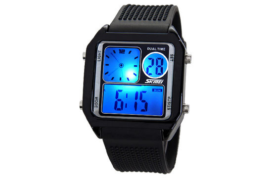 Fascia oraria dell'orologio di Digital di SPL di signora Silicone Electronic LED doppia con il cronometro