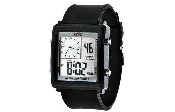 Il silicone LCD bianco unisex LED della lampadina di EL di BANCOMAT dell'orologio analogico 3 guarda