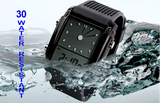 Orologio unisex resistente di tempo doppio LCD dell'orologio analogico dell'acqua