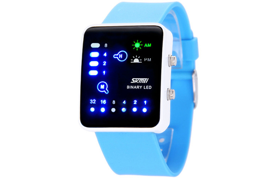 Orologi rosa del file binario della lampadina di EL dell'orologio del silicone LED Digital