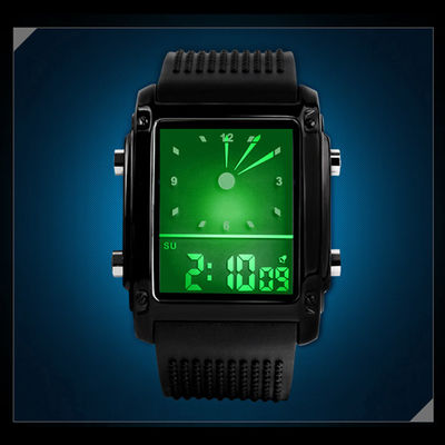 Custodia in plastica LCD dell'ABS dell'orologio analogico di doppio lustro della fascia oraria